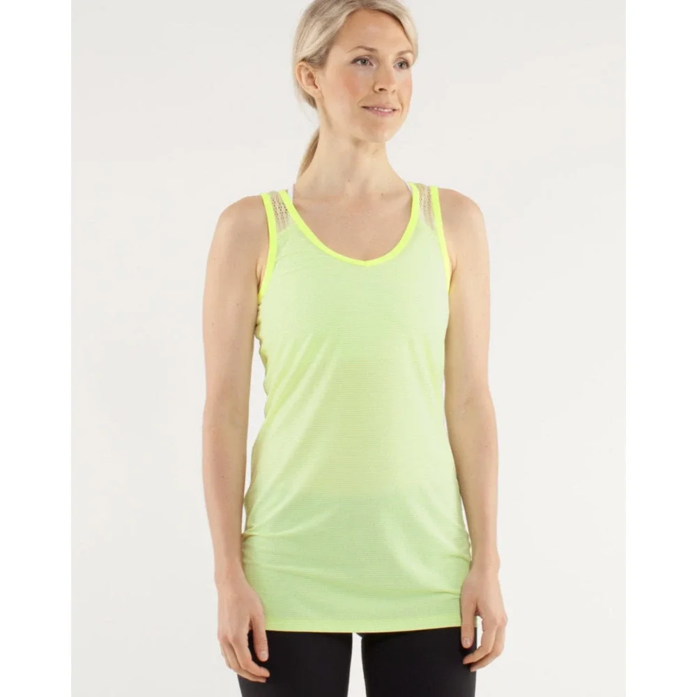 Lululemon Mesh Open Back Tank Neon Size 4 NWOT